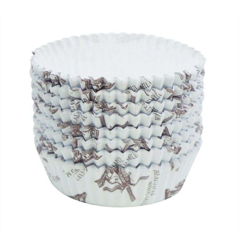 Enlynn Disposable Ruffled Round Shape Non-Stick Paper Baking Cup, Pack