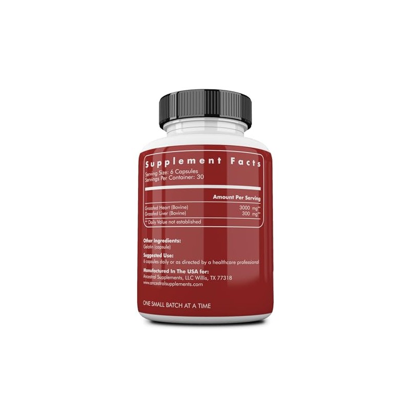Ancestral Supplements Grass Fed Beef Heart (Desiccated) - Natural CoQ10,