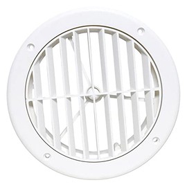 Valterra A10-3363VP Heating and A/C Register with 360° Rotation (No Damper) - 5-1/4" ID x 7" OD, White