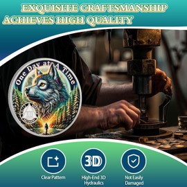 YRCKUDZKG Brave Wolf 12 Year Sobriety Coin - One Day at a Time AA Coin, Alcohol Free Recovery Chip with Token Capsule, Inspirational Sobriety Gifts for Men & Women