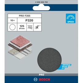 Bosch 10 x PRO Plastic and Hard Stone F355 Sanding Sheets (for Concrete, Hard Stone, Diameter 125 mm, Grit 320, Professional Accessories, Small Angle Grinder)