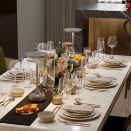 ZTFLOS Cordless Table Lamps, LED Rechargeable Outdoor Waterproof Portable Touch Battery Table Lamps, Built-in 5000mAh,Battery for Patio/Campsite/Work(Silver)