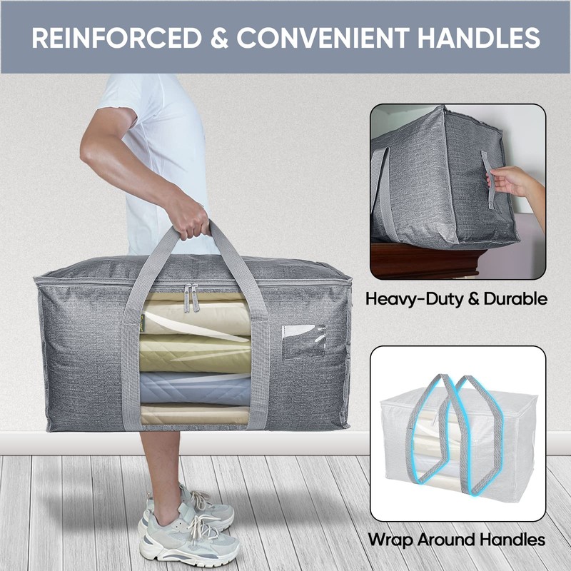 BALEINE 2-Pack Oversized Moving Bags with Reinforced Handles, Heavy-Duty Storage