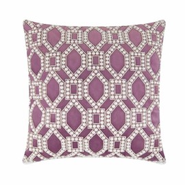 Pearl Lattice Pillow, Faux Pearls, Glass Rhinestones, Soft Velvet Backing, Feather Fill, for Dramatic Luxury Home Décor, Lavender, 16" x 16", Sold Individually