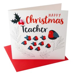 Pom Pom XP040 "Teacher, Robin Classroom" Christmas Card