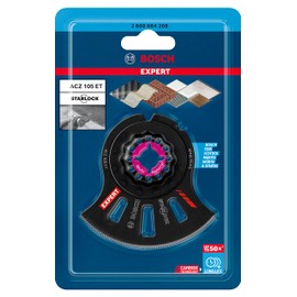 Bosch Professional 1x EXPERT MultiMaterial ACZ 105 ET Segment Blade (Fextile Plastic GFK, CFK, Brick, Mortar, Solid Laminated Vinyl, PVC, Diameter 105 mm, Multi-Tool Accessories)
