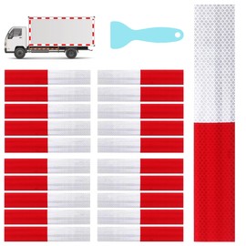 LULUQUEEN Reflective Tape 2" × 12" × 20 PCS Red & Silver High Intensity Self Adhesive Waterproof Trailer Outdoor Safety Caution Reflector for Cars, Trucks, Trailers, Boats, Road Signs