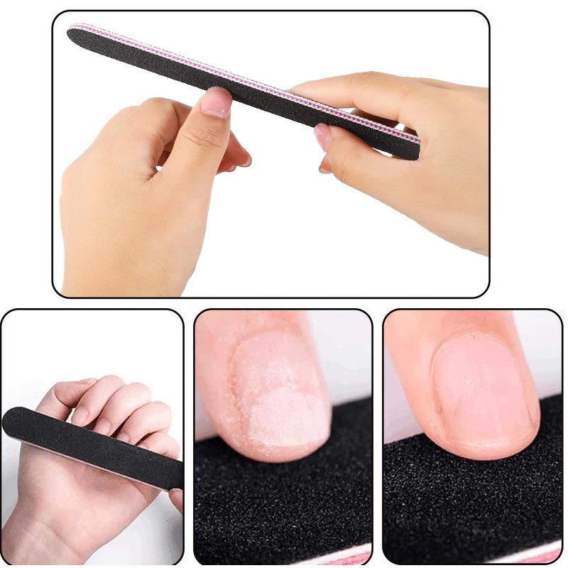 20PCS Professional Nail Files, Double Sided Emery Board, Washable 100/180