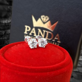 Earrings 925 Silver - Stud Earrings with White Crystals - Round Cut Zirconia - 925 Sterling Silver - Jewellery for Women - Crystal in the Shape of a Diamond - Gift for Women - Gift Box, Sterling