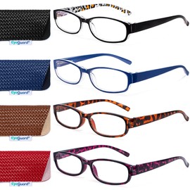EYEGUARD Reading Glasses for Women 4 Pack Ladies Stylish Blue Light Readers Spring Hinges Computer Eyeglasses 3.00