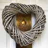 Wicker Love Heart Wreath 30cm Antique Wash Grey Woven Wood