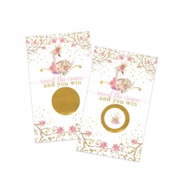 Paper Clever Party Swan Princess Baby Shower Games for Girl - 30 Cards - Fun Scratch Off Game Guest Activities to Reveal Prizes Favors Ideas Enchanting Theme Pink and Gold