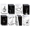 JOINFANXIN 8 Pcs Musical Note Mini Spiral Notebook, Black and