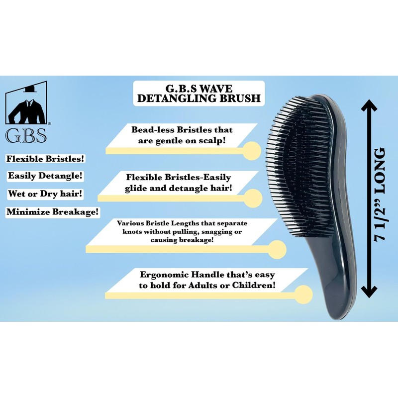 Wave Detangling Brush Set for Curly Hair, Thick, Straight &