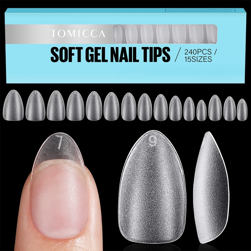 TOMICCA Nail Tips Sanded Nail Tips Short Full Cover Plain