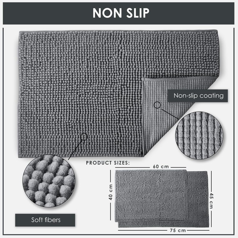 Emma Barclay Noodle Soft Touch Non-Slip Bathroom Rug in Graphite