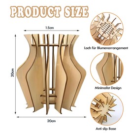 Wooden Puzzle Vase, Flowers, Flower Vase Construction Set, Flower Vase, Vase for Flowers, Bouquet, Suitable for Table Decoration, Gift for Flower Lovers (Wood)