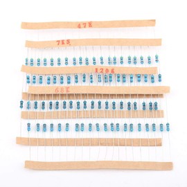 1280 Pcs 1/4 W Kit de Resistencias, 64 Valores Metal Film Resistencias 1-10M Ohm Precisión 1%, Surtido de Resistor Resistencia de Película Metálica 64x20, Componentes Electrónicos