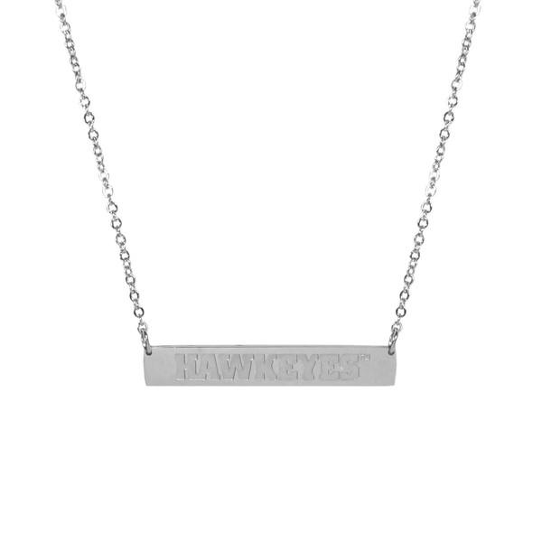 NCAA Siskiyou Sports Womens Iowa Hawkeyes Bar Necklace 20 inch Silver Tone