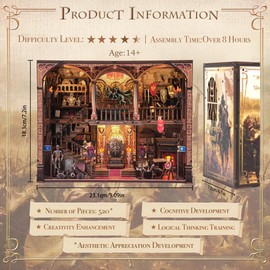 NookMaster Miniature Book Nook Kit - DIY Tiny House with LED Light and Type-C Port,Ideal Craft Gift for Adults & Teens,Beautiful Bookshelf Décor for All Occasions