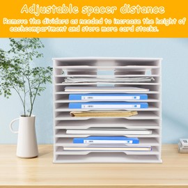 TUSAUW 12 Tier Scrapbook Paper Organizer - 13" x 13", Craft & Stamp Cardstock Storage Rack for Home Office & Classrooms (White)