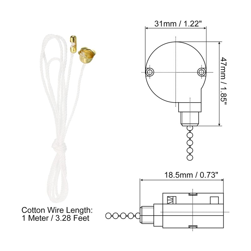 Sourcing Map 3 Speed 4 Wire Pull Chain Switch ZE-208S