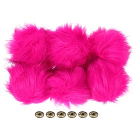 PATIKIL Faux Fur Pom Poms for Hats, 6 Pcs Fluffy Soft Fur Balls With Snap Button for Keychain Knitting Hats DIY Scarves Gloves Bag Christmas, Rose Red