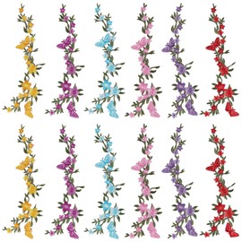 FREEBLOSS 12Pcs Iron On Patches Butterfly and Flower Decorative Embroidered Patches Sew on Patch Applique for Clothing Embroidered Appliques Patch for Sewing Jeans Hat