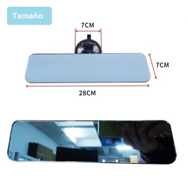 FM2018XSL Anti-Glare Trapezoid Rearview Mirror with Suction Cup, Universal Blue Car Mirror, Wide Angle Flat Mirror(11", Frameless)