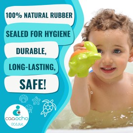 Pure Natural Rubber Baby Bath Toy - Mele The Sea Turtle - Without Holes, BPA, PVC, Phthalates Free, All Natural, Textured for Sensory Play, Sealed Bath Rubber Toy, Hole Free Bathtub Toy for Babies