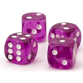 WeLoveBeads 16 mm W6 Cube Lilac Transparent / White - Made in Germany - Pack of 5