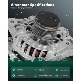 SCITOO Alternator Fit for Hyundai for Elantra 17-20, Sonata 15-19, for Elantra GT, Tucson, for Veloster, Kona & for Kia for Soul 17-21,for Forte 20-21, 1.6L Turbo 12V 130Amp CW 6-Groove 21153