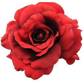 4.5" Red Rose Silk Flower Hair Comb