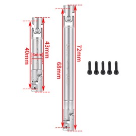 RCHUBAM SCX24 Front & Rear Drive Shaft 64mm + 38mm Stainless Steels Center Driveshaft Compatible with 1/24 Axial SCX24 AXI00005 RC Crawler Car Upgrate Parts