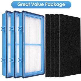 (9 Pack) 3 HEPA Filters + 6 Carbon Booster Filters Compatible With Holmes AER1 Type Total Air Filter, HAPF30AT And HAP242-NUC, Replacement HEPA Filter Kit (3 HEPA Filters + 6 Carbon Booster Filters)