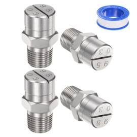 M METERXITY 4 Pack Flat Fan Spray Tip - 95 Degree 1/8BSPT Male Pressure Washer Nozzles Cleaner Nozzle Replacement, Stainless Steel with Sealing Tape, Apply to Water Guns (1.1mm Orifice)