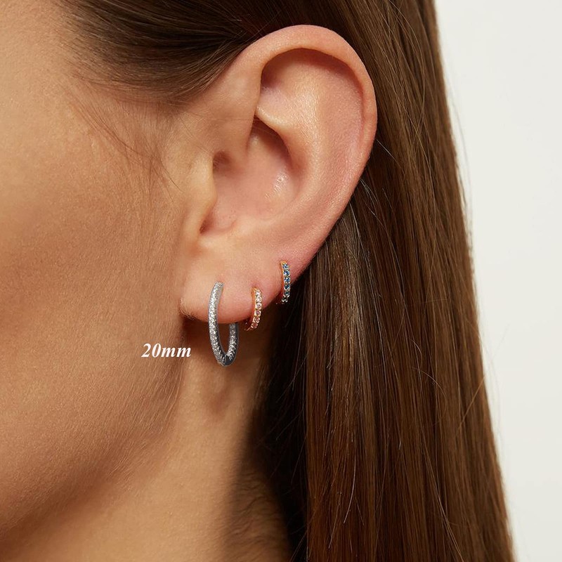 Women's Creole Earrings, 925 Silver Hoop Earrings with AAA Cubic