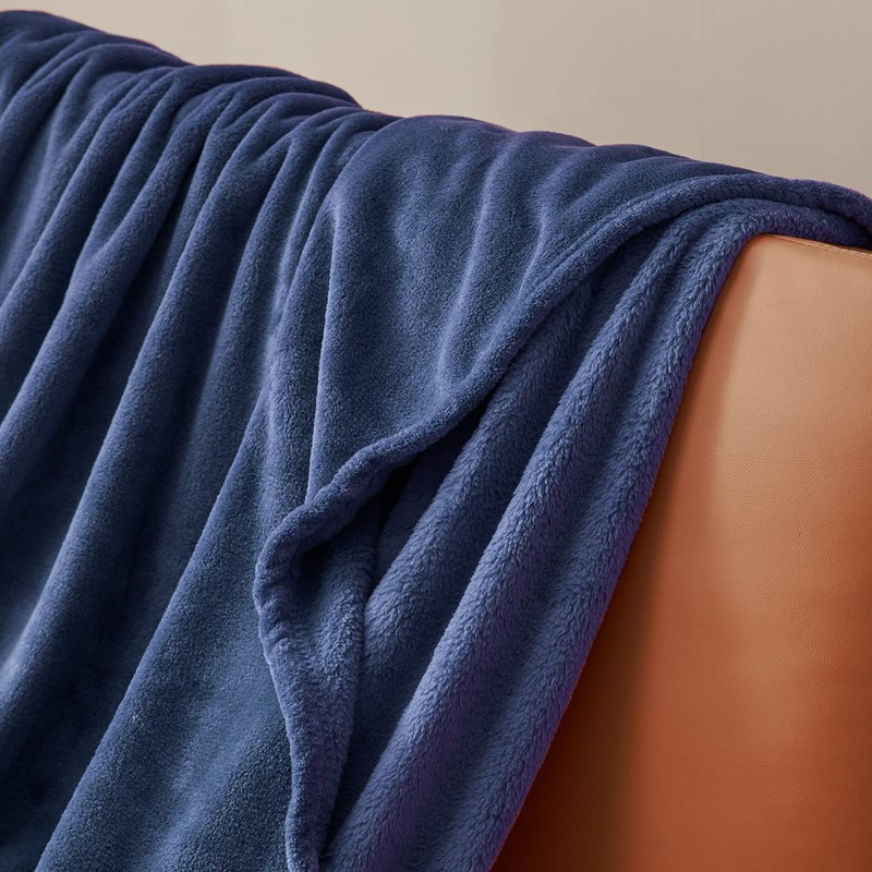 Aisbo Fleece Blanket Navy Blue Throw - Versatile Soft Warm