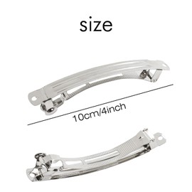 50 Pack 4 Inch Silver Blank Rectangle Metal French Barrette Hair Clips DIY Craft Clips for Bows Snap Hair Clips Ponytail Holder Hairclips Accessories for Women Girl