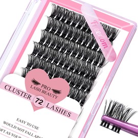 Cluster Lashes, 72 Pcs Individual Lashes, Lash Clusters DIY Eyelash Extension, Super Thin Band Reusable Soft & Comfortable (Freedom-D-14mm)