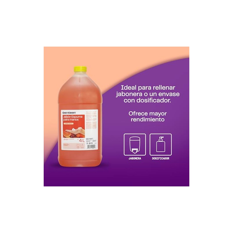 Gel Kleen. Jabón Espuma Antibacterial. 4 Litros. Frutal