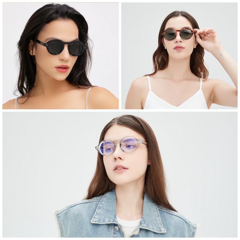 WDZAYXC Round Polarized Sunglasses with Thick Frame for Men and