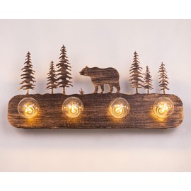 TOCHIC Rustic Bathroom Light Fixtures, 4 Lights Farmhouse Bathroom Vanity Light Over Mirror Dimmable, Western Bear Sconces Wall Lighting for Mirror Cabinets, Powder Room, Living Room, Bronze, 26”L