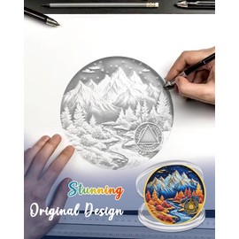 CHURYUML 3 Year Sobriety Coin - Three Year AA Coins with Autumn Landscape Design, Sober Chip Recovery Medallions Sobriety Gifts for Women & Men Alcoholics Anonymous Token for Support & Inspirational