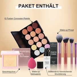 Make Up Set for Face, Makeup Set for Women with Make Up Primer, Face Powder, 15 Colours Concealer Palette, Makeup Brush and Sponges, Face Make-Up Gift Set