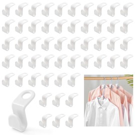 100PCS Hanger Hooks, Clothes Hangers Space Savers, Space Saving Hangers for Clothes, for Wardrobe Cabinets Clothes Organiser Wardrobe Organise Space Saving(White)