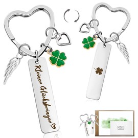 Key Fob Clover Lucky Charm, Small Items for Advent Calendar, Good Luck Gifts, Christmas, New Year's Eve Lucky Charm, Courage Gift, Small Gifts for Friends, Colleagues, Girlfriend, Stainless steels
