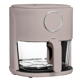 Cook with Color 1200W 4Qt Air Fryer: Stylish Design, Glass Basket, Dishwasher Safe, Digital Display, 6 Presets - Variable Temp 175°F to 400°F & 60-Min Timer - Goat/Mink