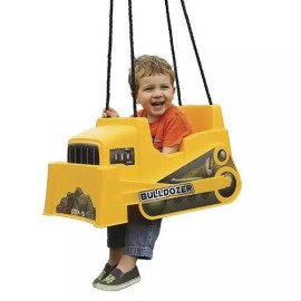 Unbranded Bulldozer Toddler Swing Set Adjustable Safety Belt Outdoor Yard Kids Playground