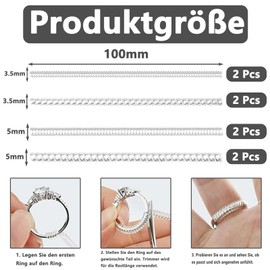 25 Piece Ring Size Adjuster Set, 8 Spring Ropes and 1 Ring Measuring Tape, 16 Piece Ring Reducer Invisible Ring Reducer Ring Size Adjuster Ring Size, Synthesis